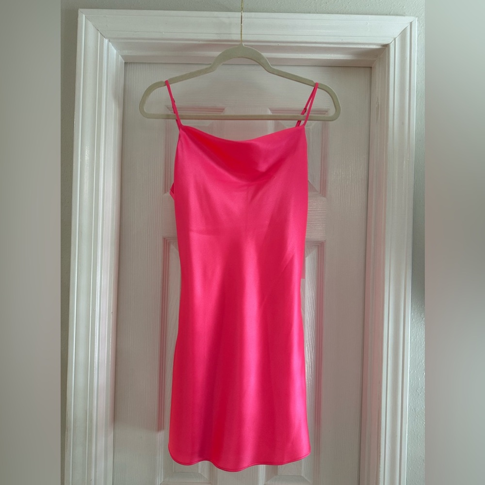 hemline pink dress mini satin